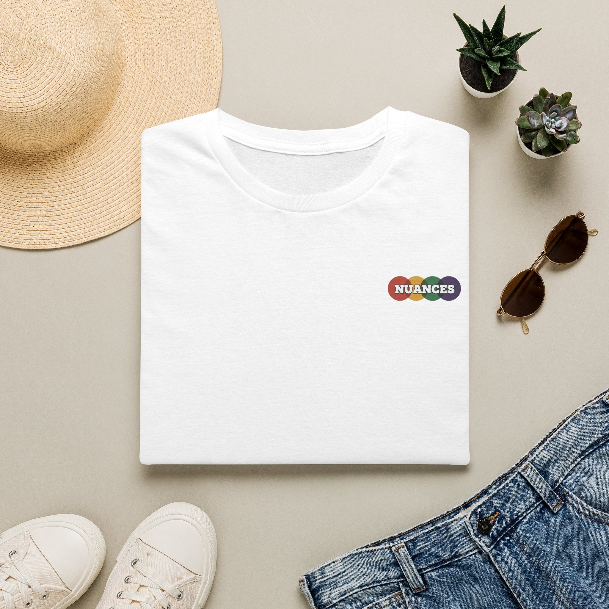 Nuances Rainbow Logo T-Shirt — Minimal Chest Graphic Tee