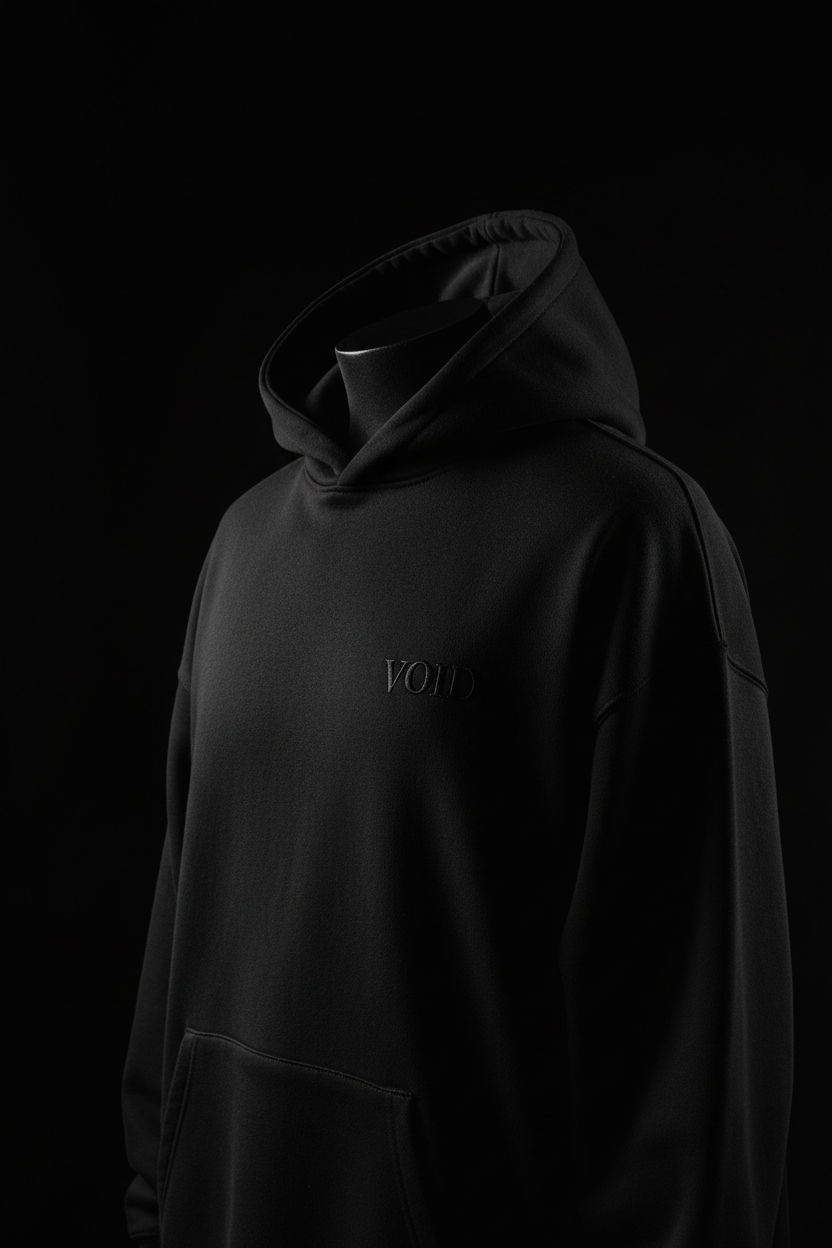 Hoodie VOID — Broderie Noir sur Noir